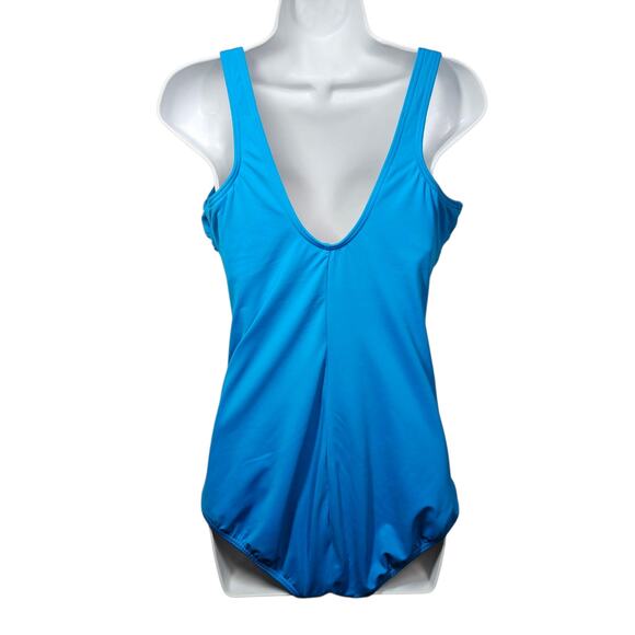 Lands' End Mastectomy Scoop Neck Tugless Sporty One Piece Swimsuit Size 14 - Picture 3 of 8
